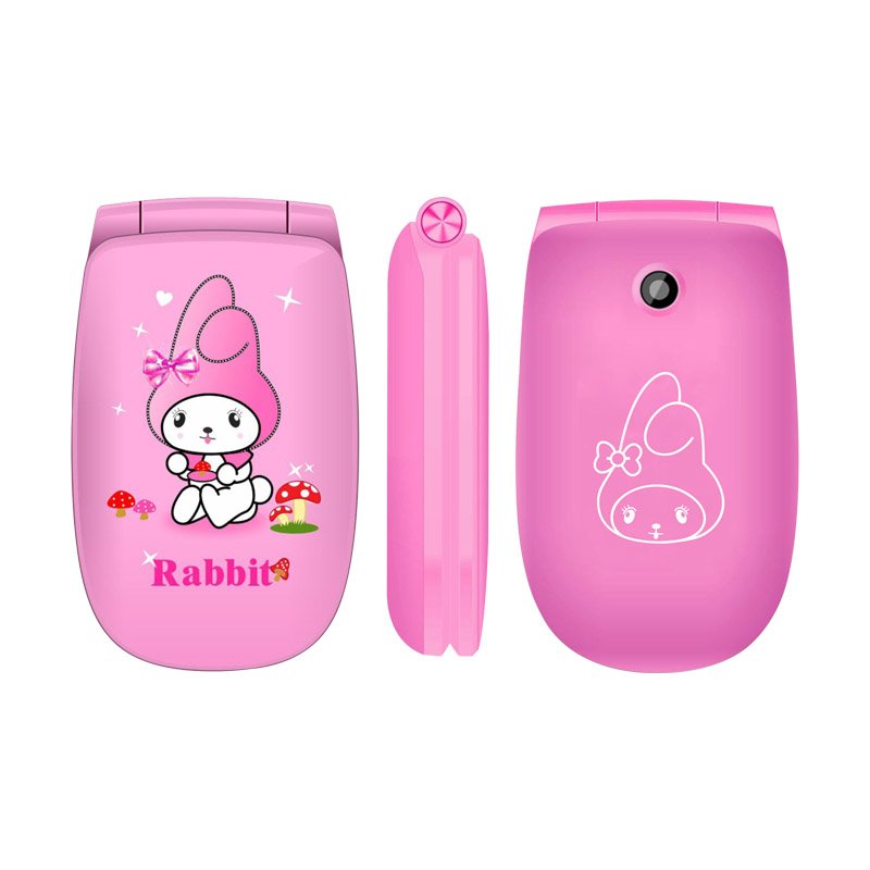 1.44 inch Pink Mini Chidren's Cartoon Rabbit flip dual sim mobile phone low price GSM W11 Kid