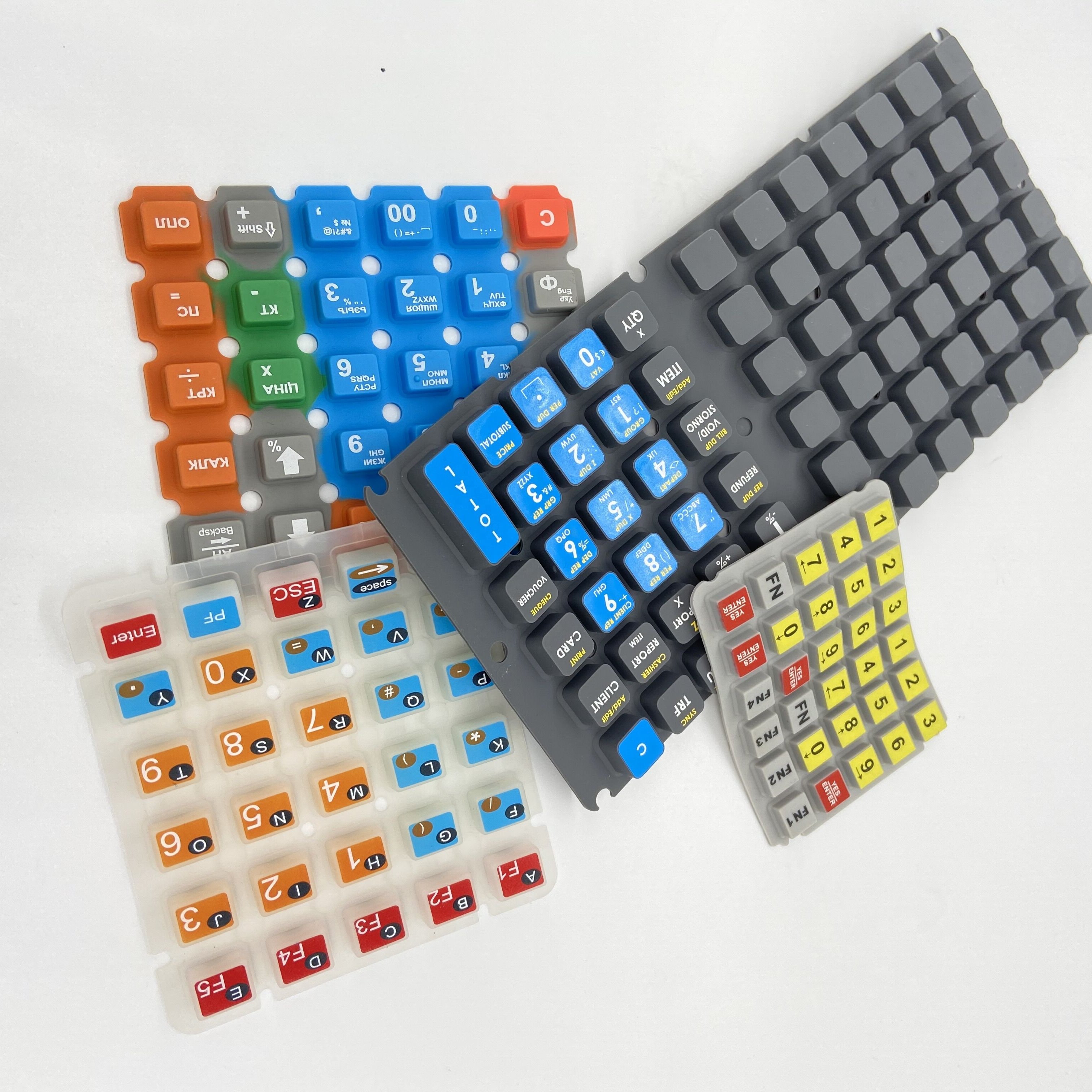 OEM custom Silicone rubber keyboard keypad button with silk-printing PU oil, carbon pill