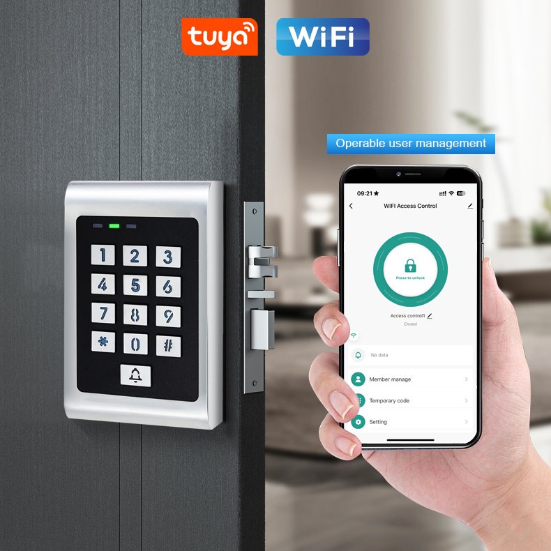 Smart WiFi access control machine with keypad password ID card mobile phone appremote door opening