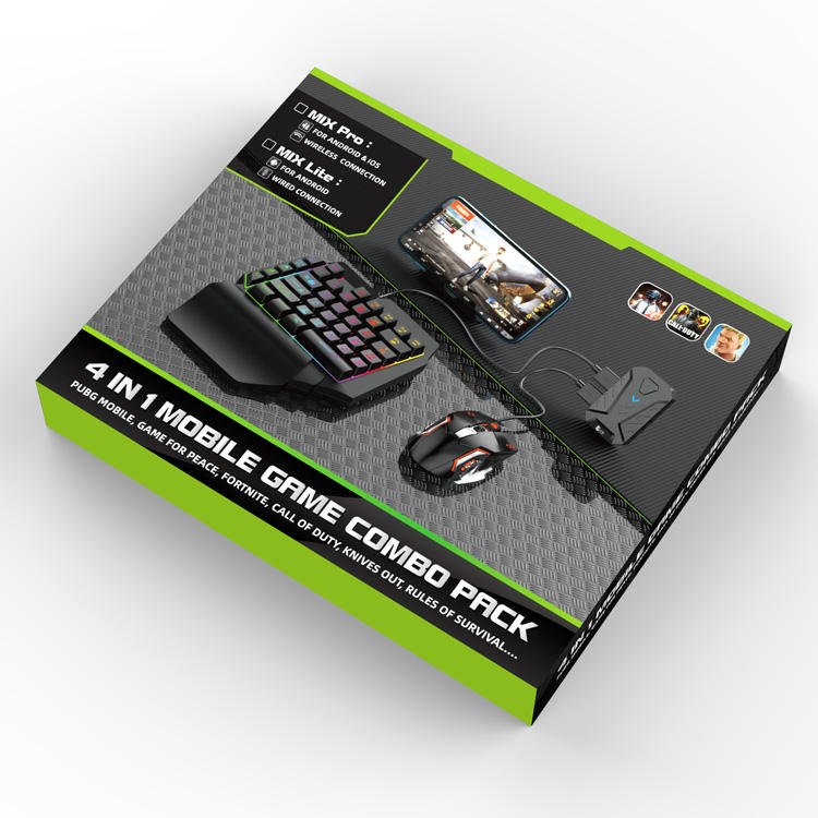4 in 1 mobile game combo wireless converter with one-hand F6 keyboard and G2 gaming mouse for GUBG games playing