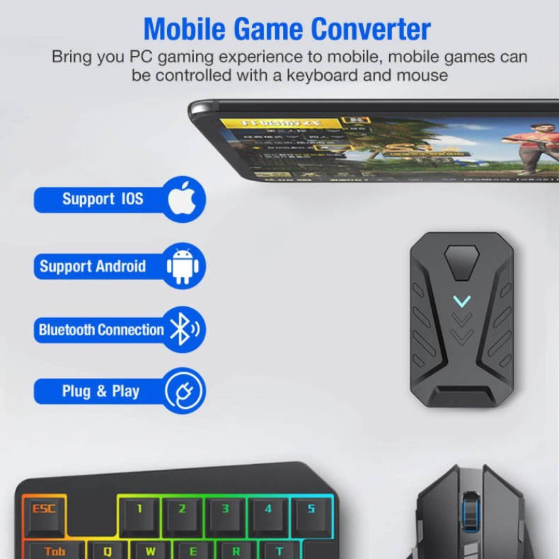 4 in 1 mobile game combo wireless converter with one-hand F6 keyboard and G2 gaming mouse for GUBG games playing