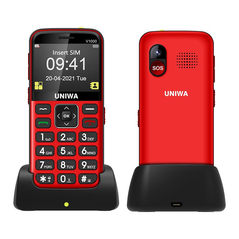 UNIWA V1000 2.31 Inch Screen Big Button Brand 4G Senior Bar Cell Phone For Elderly with SOS