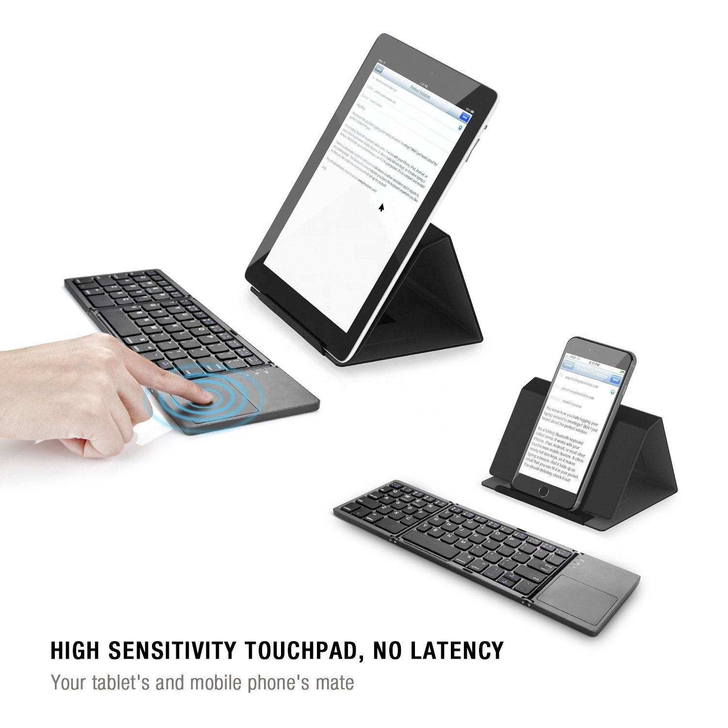 Custom logo ce rohs foldable keyboard folding wireless BT tastatur mouse and keyboard for apple logitech