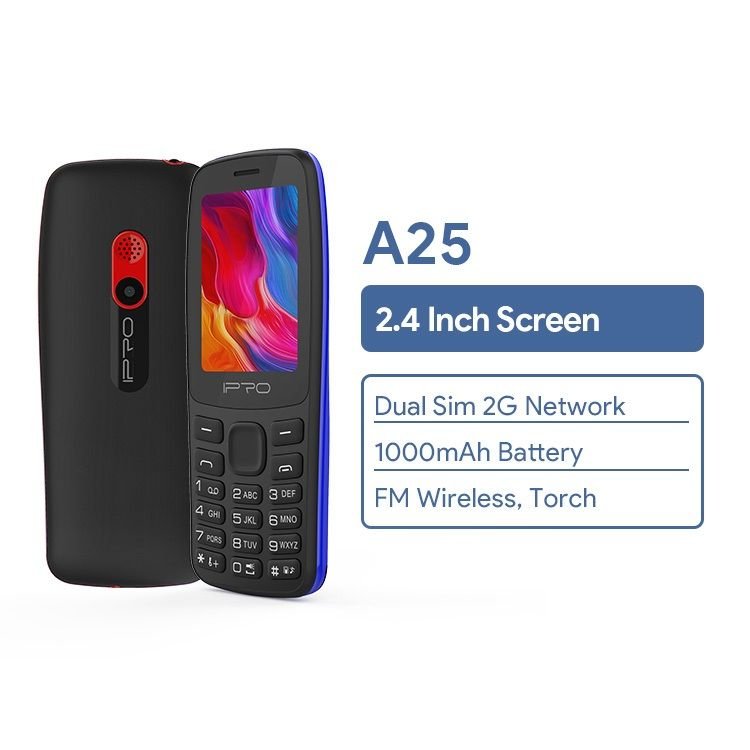 New Arrival Ipro A25 2g feature phone big keypad 2.4inch screen support oem odm small mobile phones