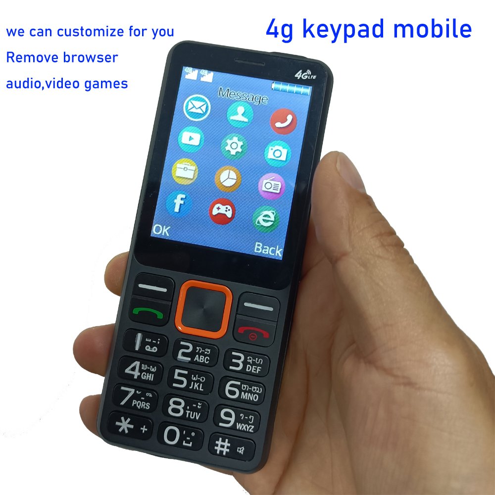 Custom 2.4 Inch 4G Lte Big Button Bar Mobile Phones Oem Odm Basic Simple 4G Dual Sim Volte Keypad Feature Mobile Cell Phone