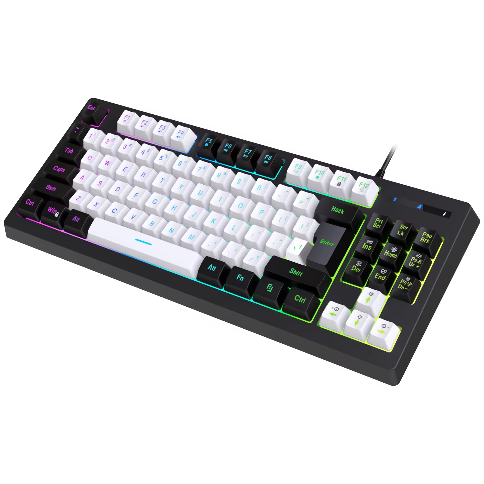 RGB Backlit Ultra Compact Mini Mechanical Keyboard USB Wired Gaming Keyboard Waterproof Small Compact 87 Key Keyboard