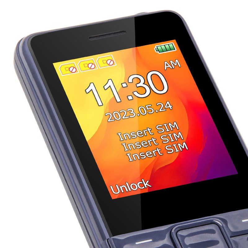 ECON E2454 2.4 Inch 25BI Big Battery Fashion GSM Keypad 3 SIM Card Mobile Phone with Bright LED Torch