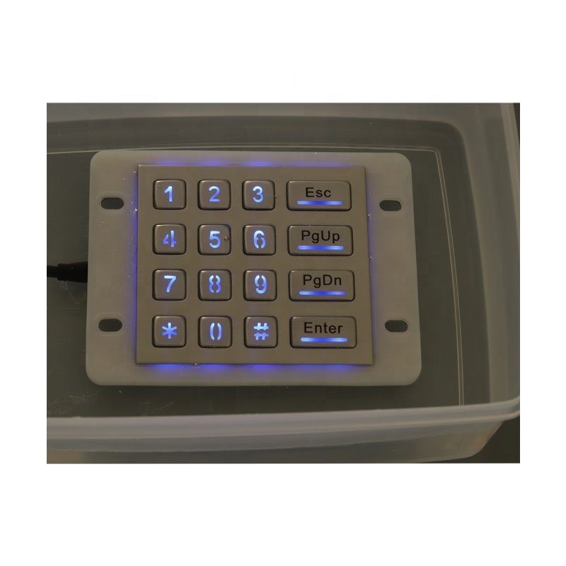 Industrial USB Kiosk Illuminated Keypads IP68 Waterproof Metal Stainless Steel Backlit Numeric Keypad With 16 Keys