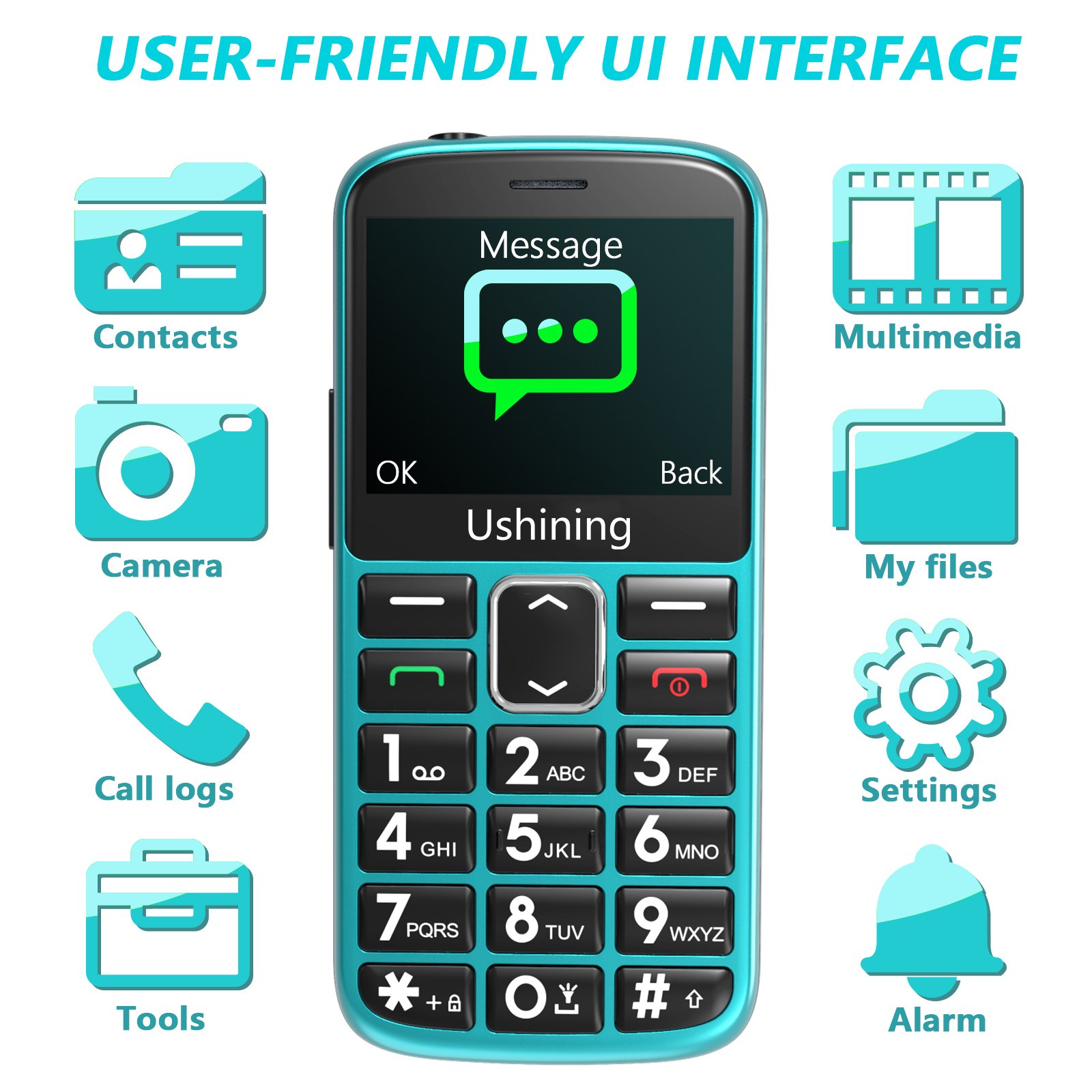 New Design 4G Feature Phone with Charging Dock 4G LTE Cell Phone 2.4Inch Lcd Big Button Bar Phone for Sneiors