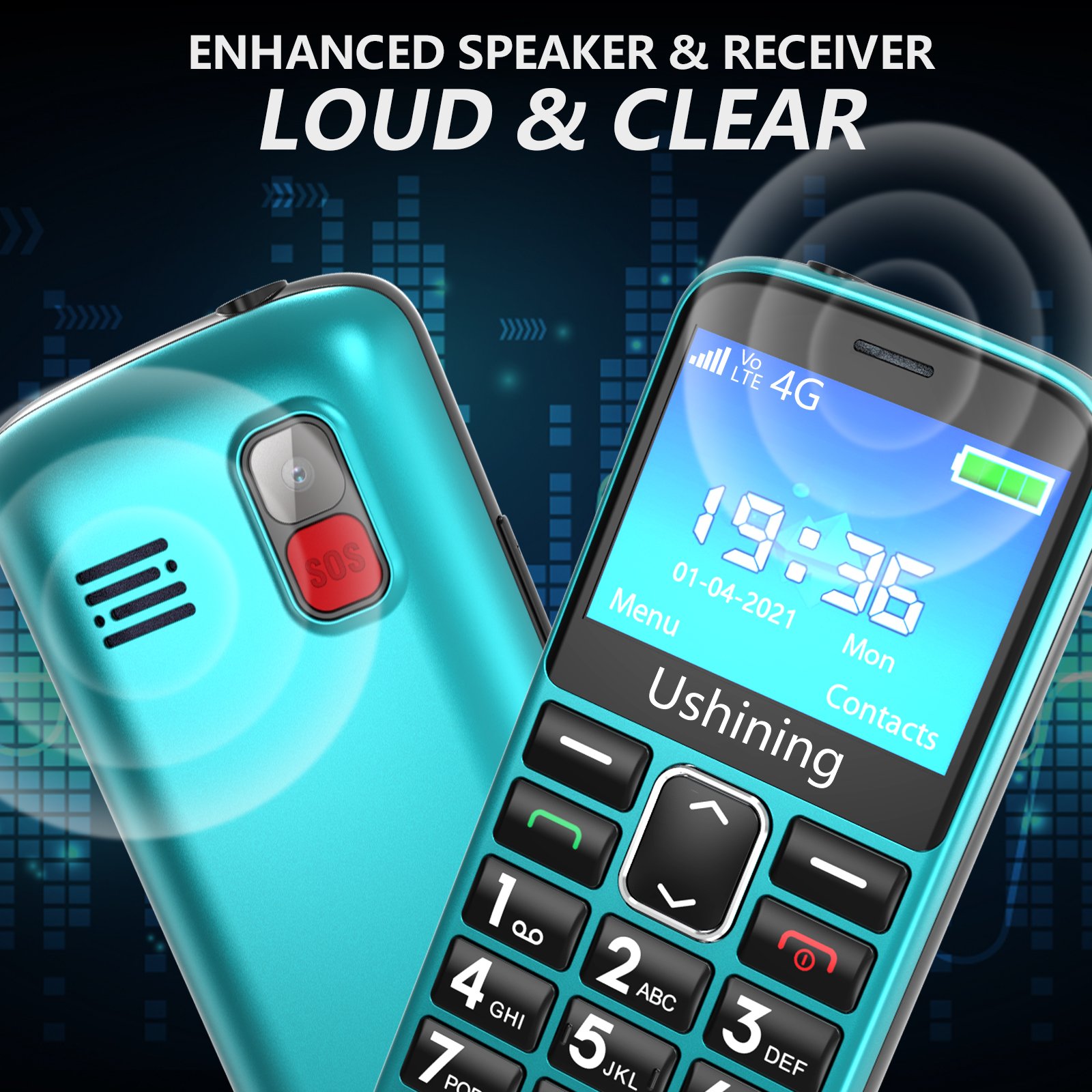 New Design 4G Feature Phone with Charging Dock 4G LTE Cell Phone 2.4Inch Lcd Big Button Bar Phone for Sneiors