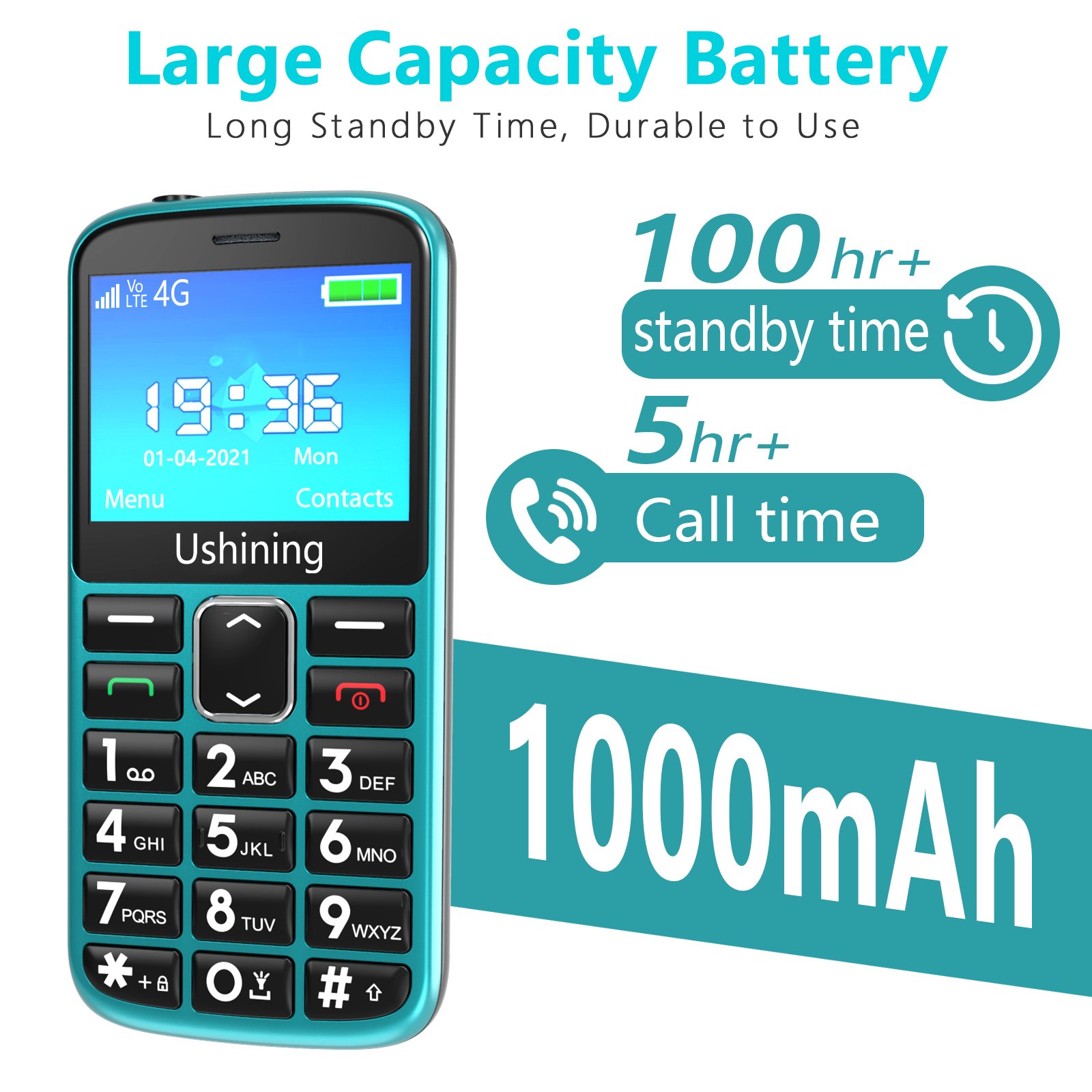 New Design 4G Feature Phone with Charging Dock 4G LTE Cell Phone 2.4Inch Lcd Big Button Bar Phone for Sneiors