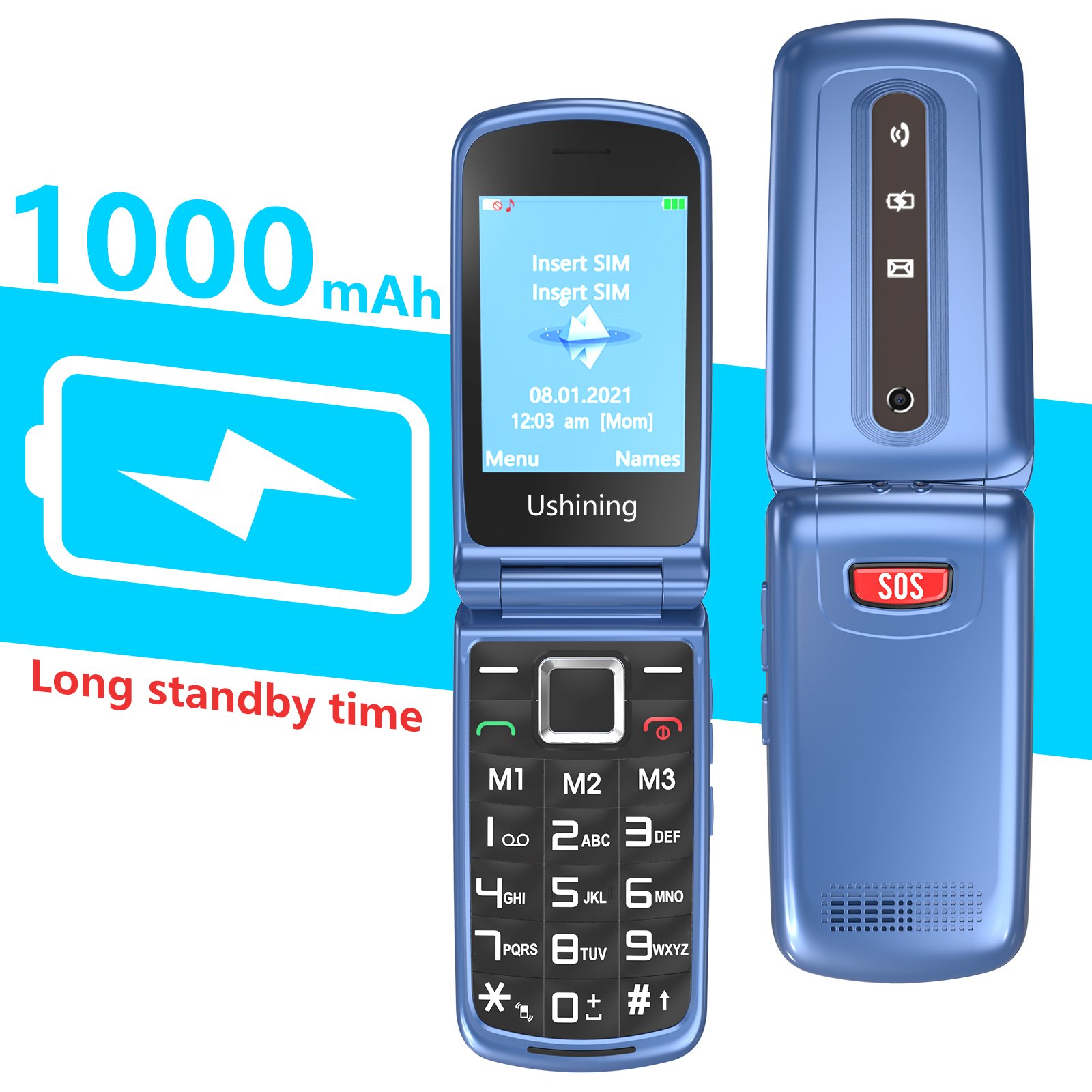 High Quality 2G Mobile Phone Flip OEM 2.4'' Screen GSM Mobile Phone LCD 2G Phone FM Bluetooth for Elderly People