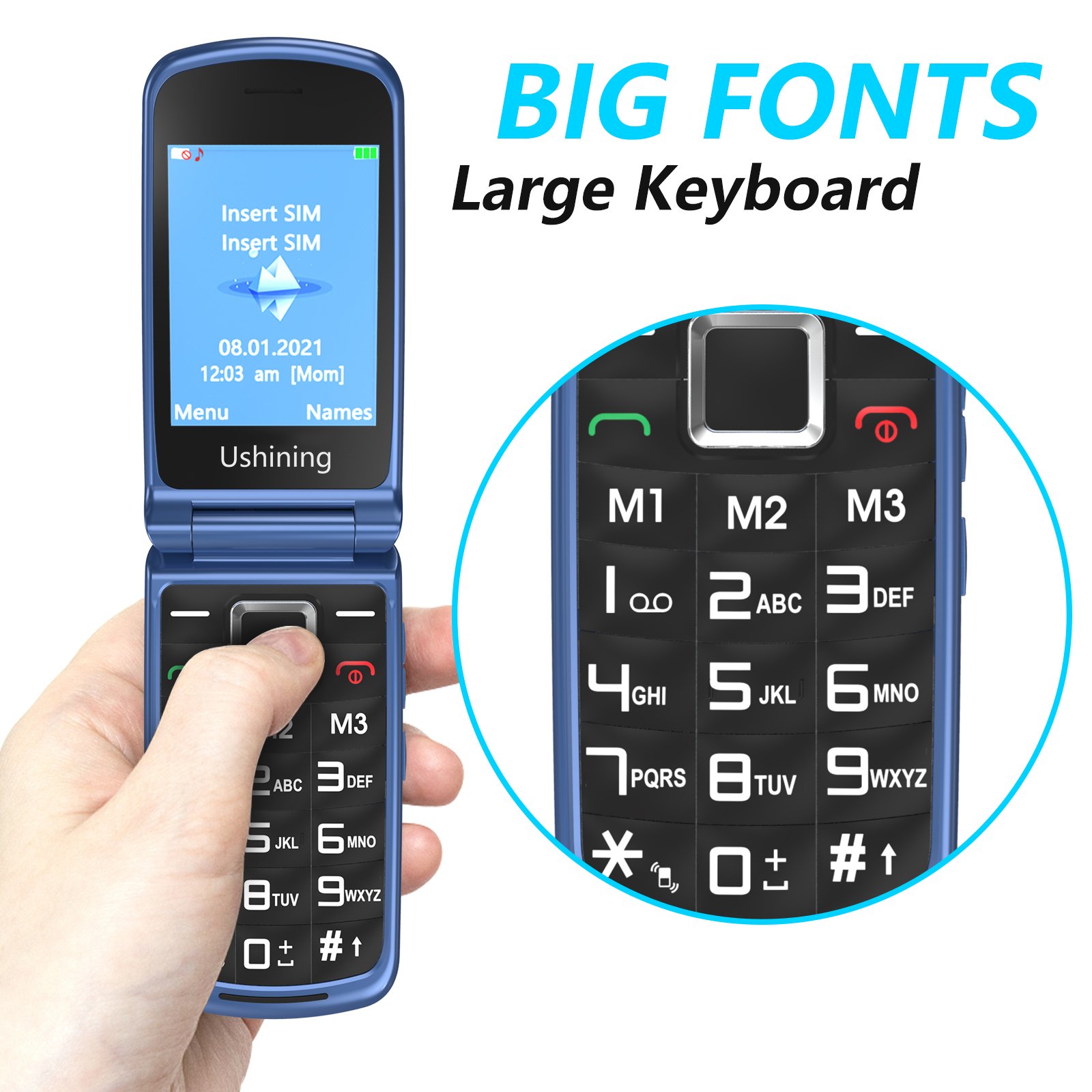 High Quality 2G Mobile Phone Flip OEM 2.4'' Screen GSM Mobile Phone LCD 2G Phone FM Bluetooth for Elderly People