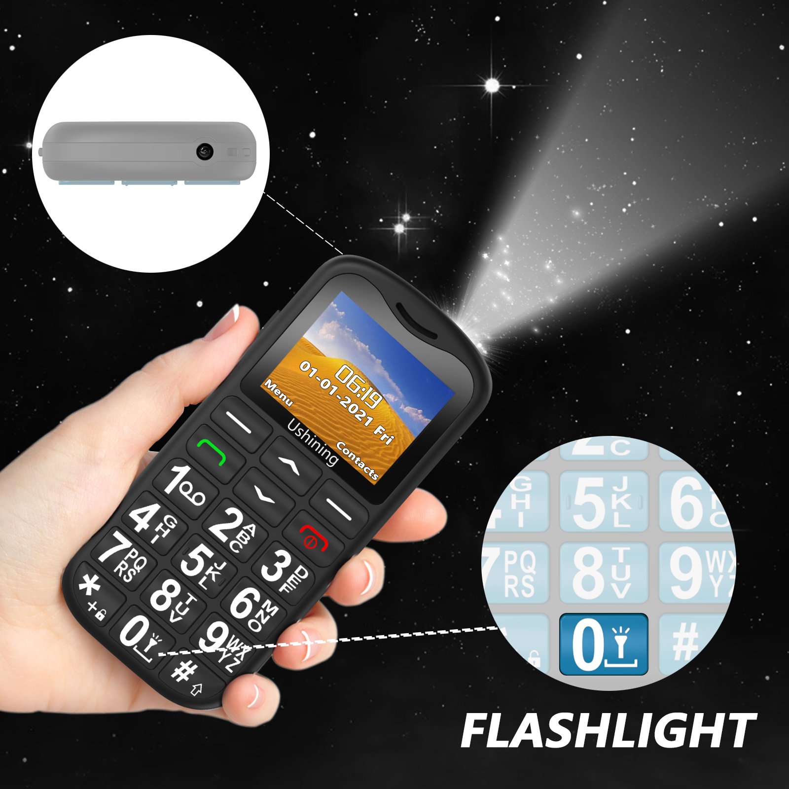 New Design 4G Cell Pone 1.77 inch 4G Slim Feature Phone with SOS Big Button 4g LTE Bar phone with Charging Dock