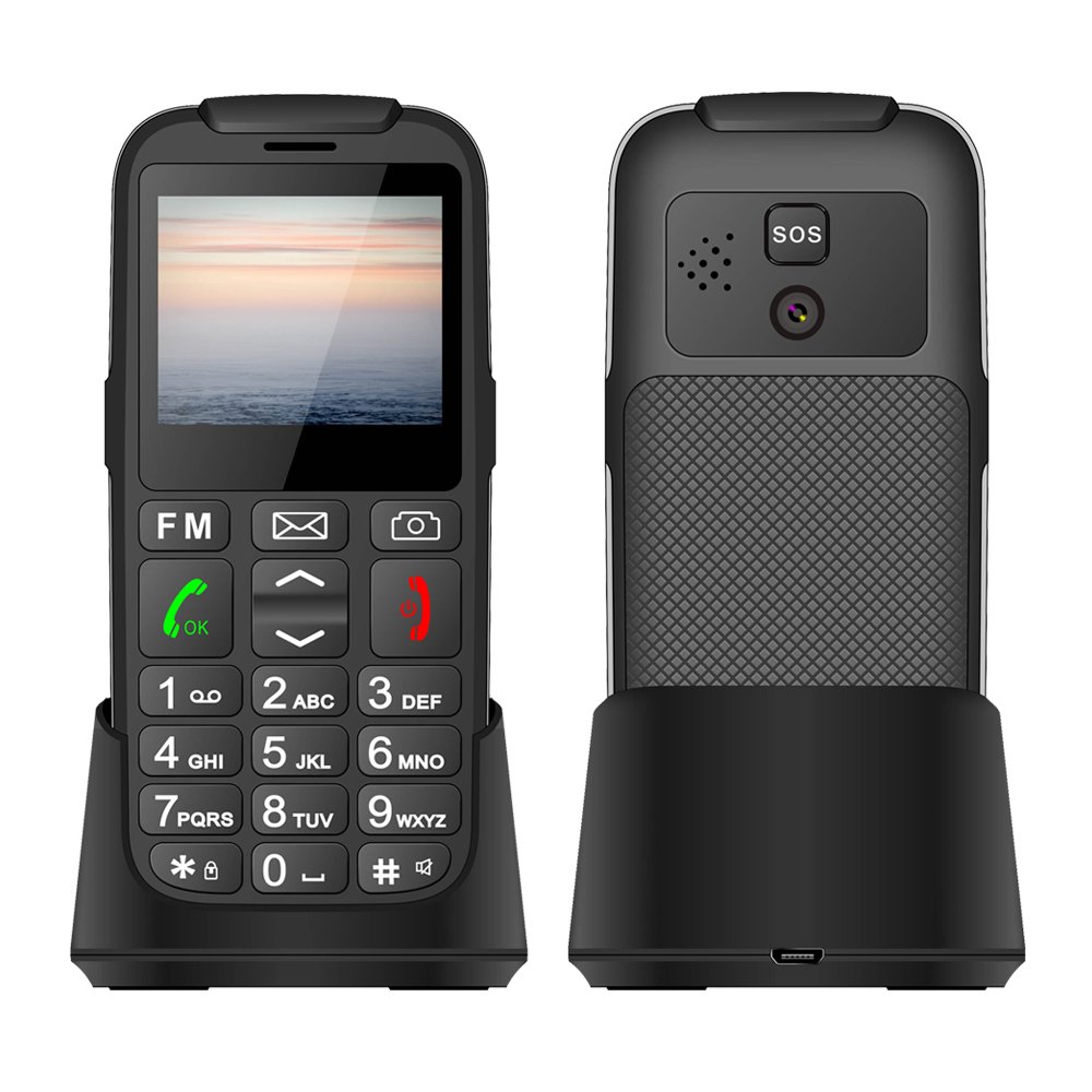 2G 2.2 inch Big Fonts/button Dual SIM 0.08MP camera SOS unlocked Bar mobile phone for old man