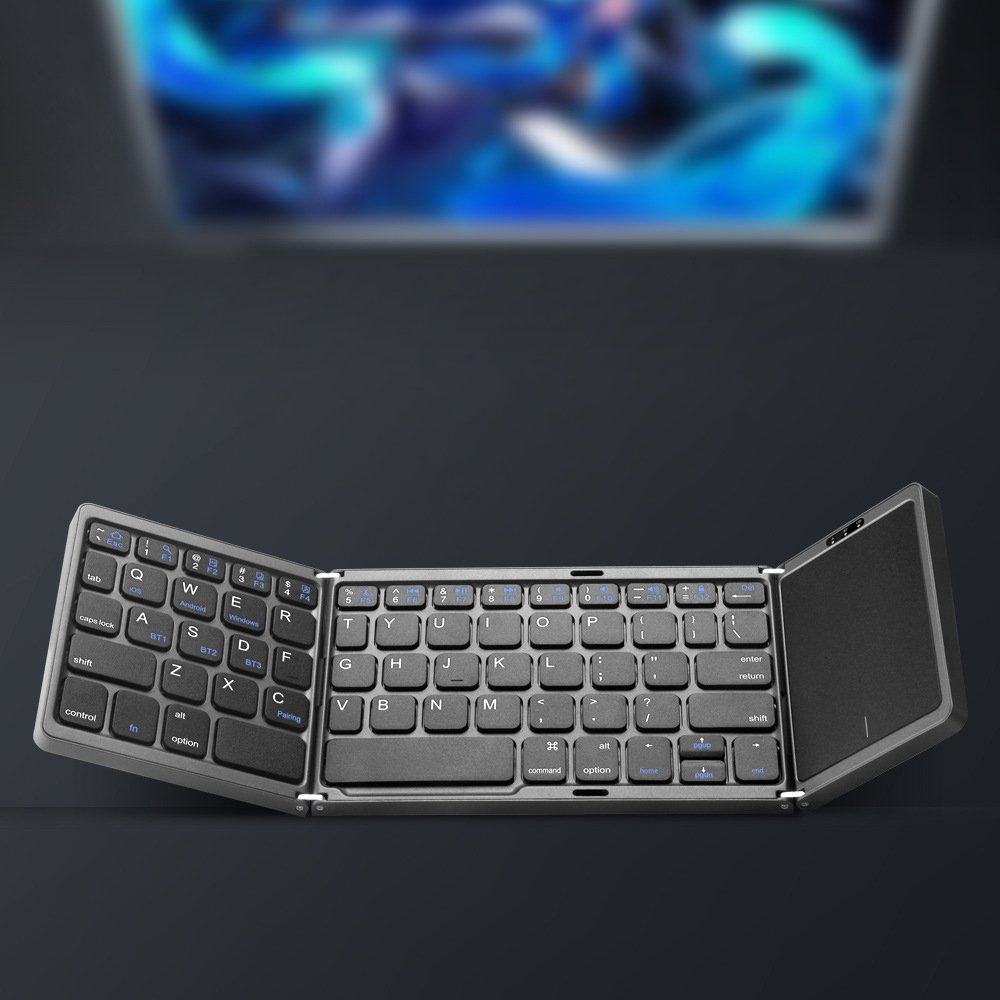 B089T Foldable BT keyboard with touchpad Numeric Keypad Travel Key Board For Windows Android Tablet mini Bt Wireless Keyboard