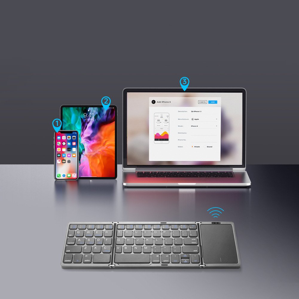 B089T Foldable BT keyboard with touchpad Numeric Keypad Travel Key Board For Windows Android Tablet mini Bt Wireless Keyboard