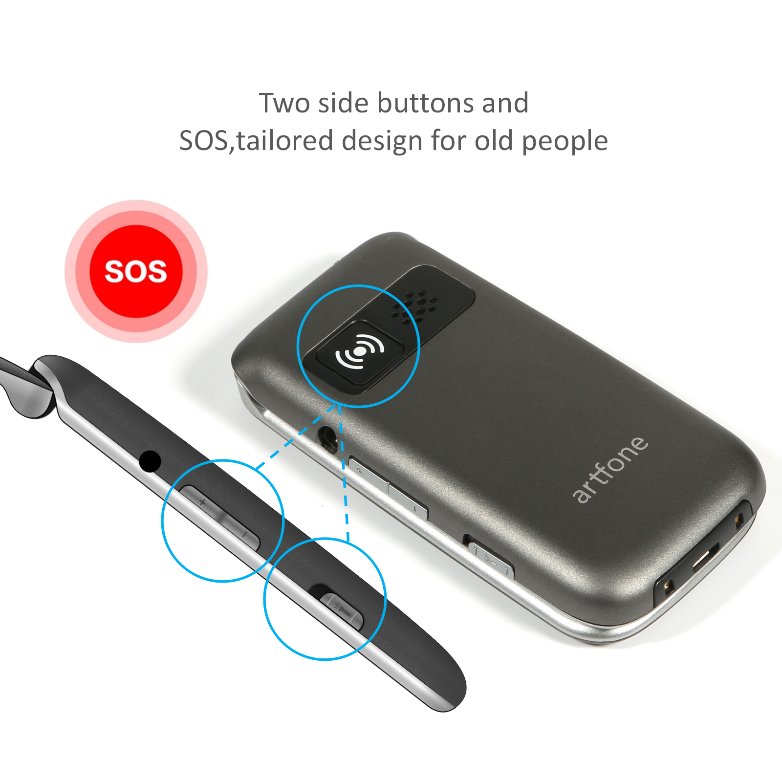 artfone 3G flip phone Senior Phone for elderly people With SOS key Big Keypad Featurepone large battery big speaker long standby