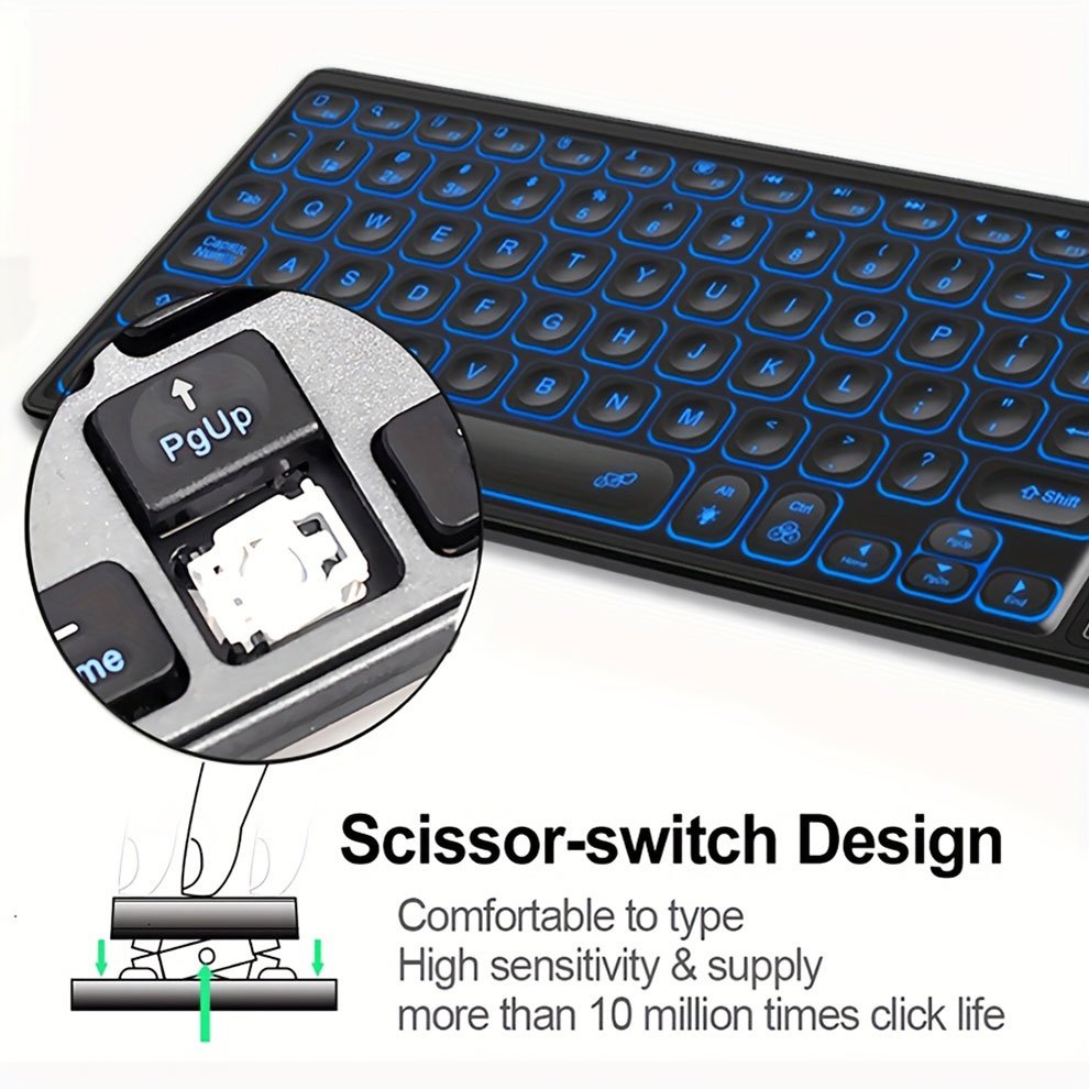 Rechargeable Keyboard with NumberPad BT Wireless Keyboard with Touchpad Backlit Keyboard for Tablet Phone Computer
