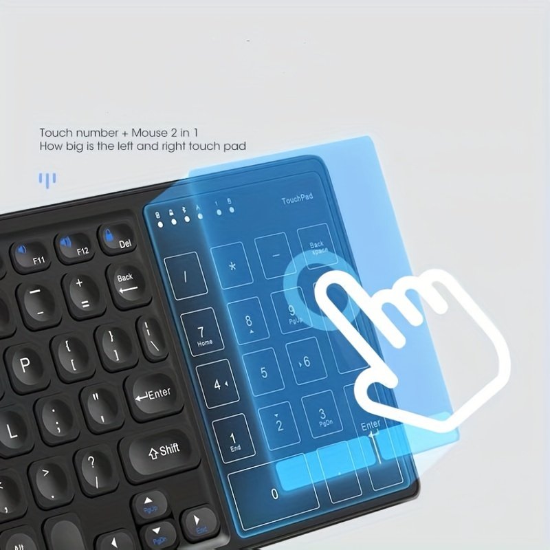 Rechargeable Keyboard with NumberPad BT Wireless Keyboard with Touchpad Backlit Keyboard for Tablet Phone Computer