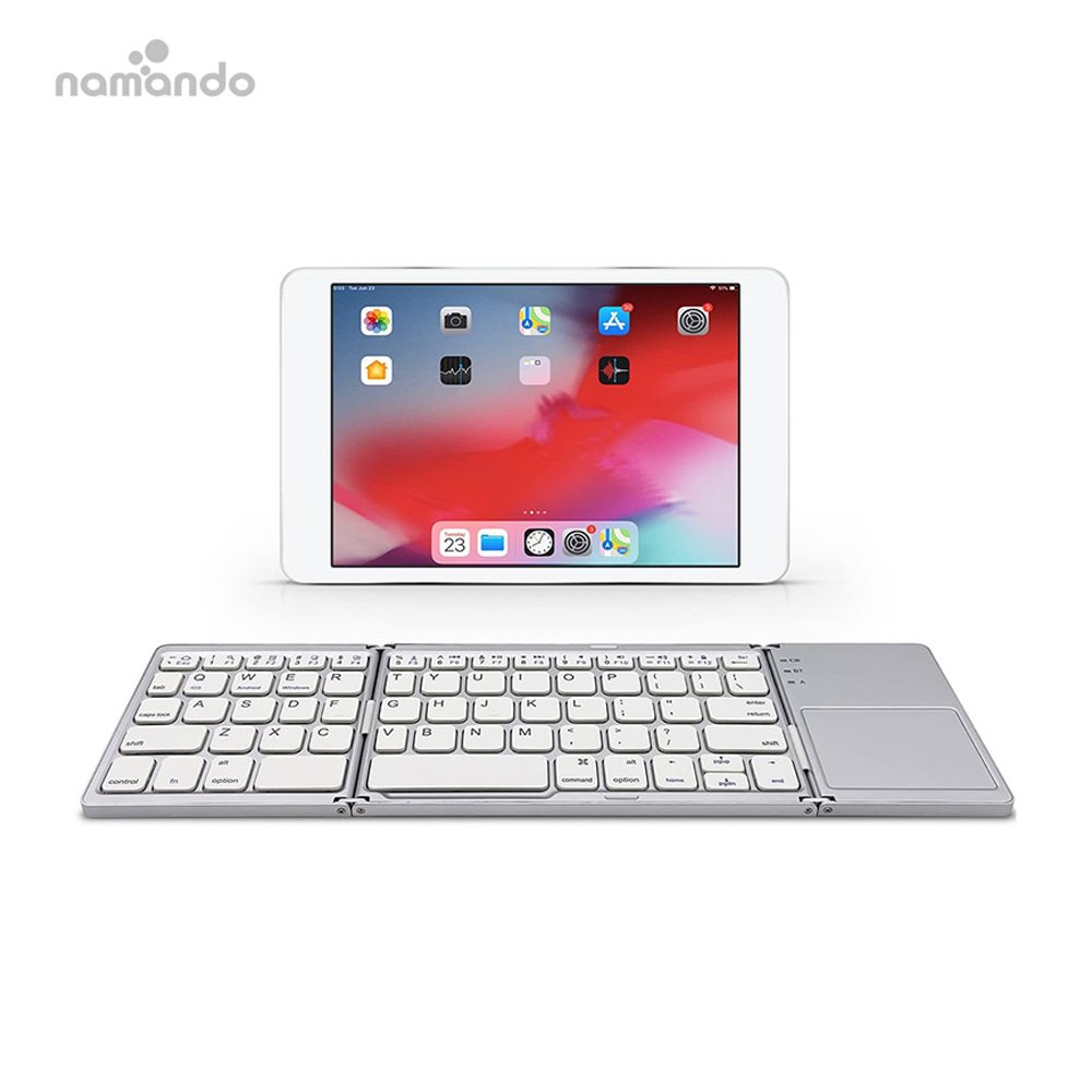 BT Wireless Foldable Touchpad Keyboard Slim Folding Wireless Smart TV Keyboard for Android Ios Laptop