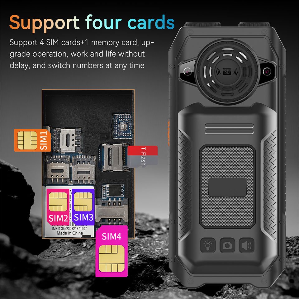 Powerful LED Torch 2.4 Inch Display Screen UNIWA M6000 Big Speaker SOS function Keypad 4 sim long life battery mobile phone