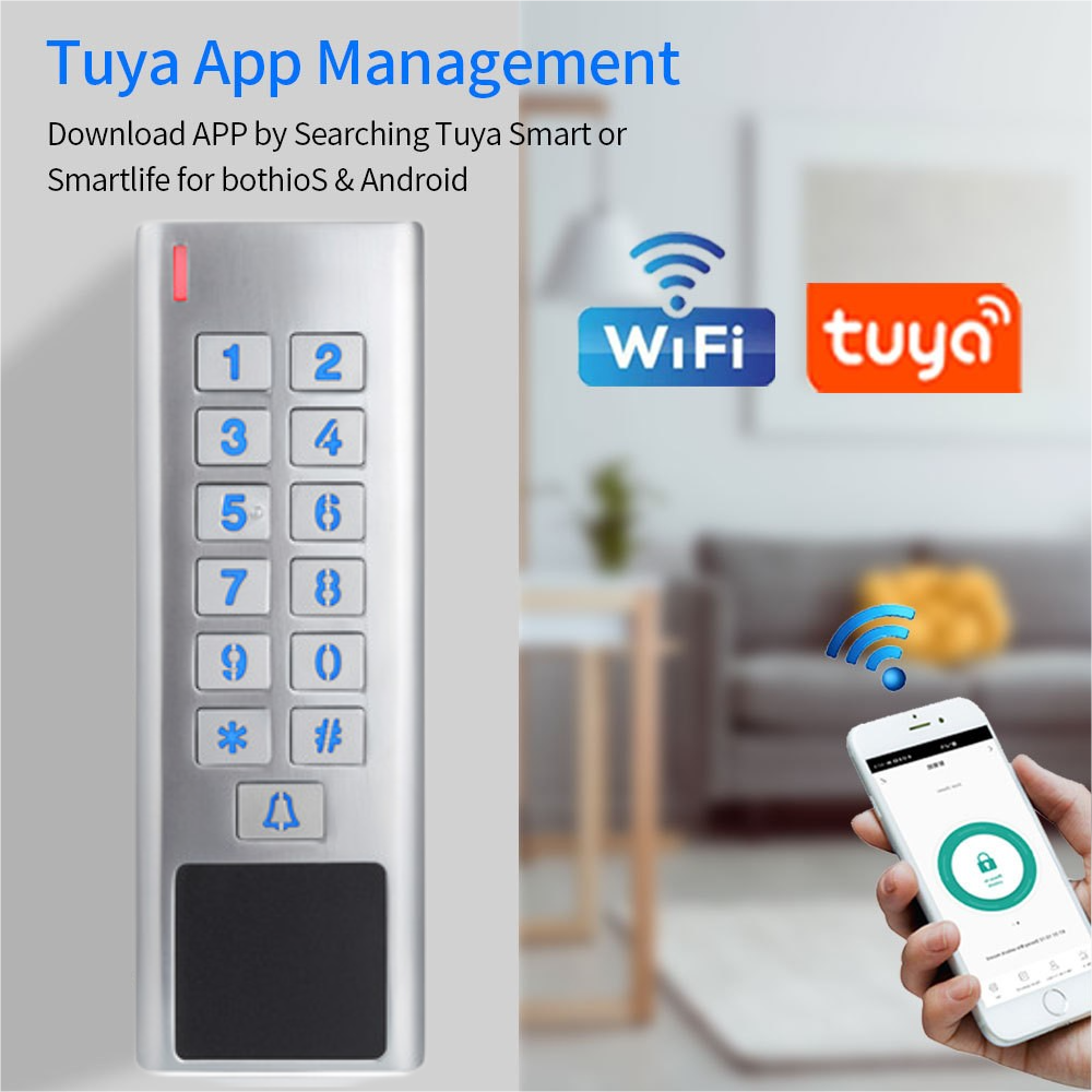 Mobile Phone Remote Control Access Tuya APP WIFI Waterproof Metal Keypad Smart Access Control