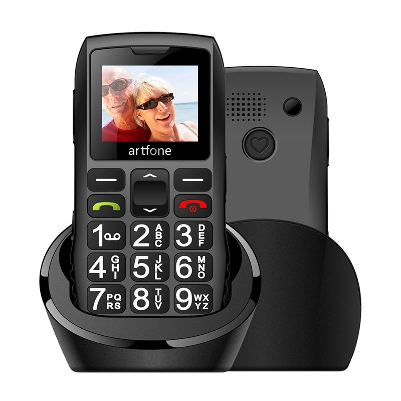 Artfone C1+ Big Keypad Dual Sim One Key SOS FM 1400mAh Bar Senior Mobile Phone For Elderly With Charging Dock