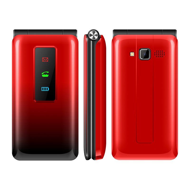 FNBAN T320E 2.4 Inches Unlocked Feature Handphone Red Flip Keypad Mobile Phone