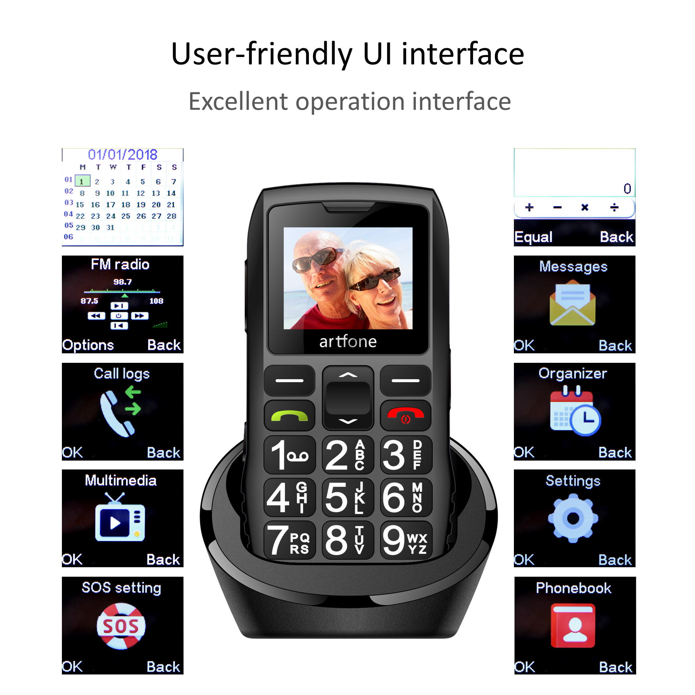 *artfone factory C1+ senior phone 2g bar phone SOS emergency big button loudly speaker cellphones feature phone