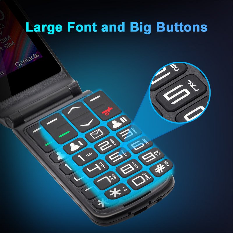 UNIWA F248L 2.4/1.77 Inch Double Screen Senior 4G SOS Flip Keypad Mobile Phone Cell phone