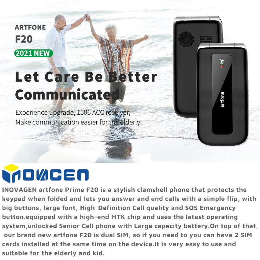 Artfone MTK 2G Senior Flip Phone with S0S key Speed Dial Charging Cradle/Big font big speaker long standby 2.4'' Big display