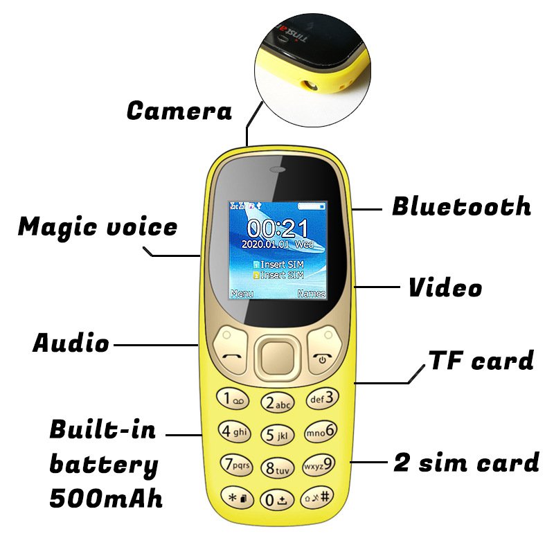 BM10 Plus Mini Feature Machine Phone Headphone Dialer Low Radiation 2 SIM Mini Student Phone