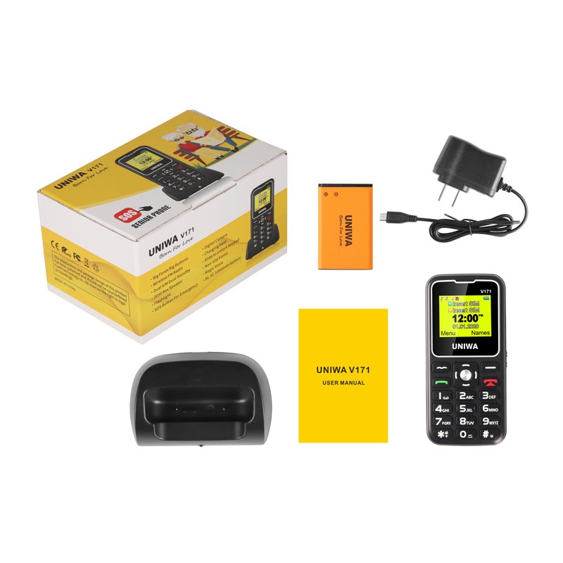 UNIWA 2G 1.8 Inch Full Touch Keypad GSM Built-in 1000mAh Big Battery 2 SIM Card 2 Standby Mobile Phone with Touch Keypad