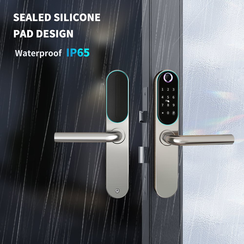2023 Newest Smart K710F IP65 Keyless Fingerprint Code Keypad Electronic Waterproof Mortise Wi-Fi Tuya Door Lock for Home Airbnb