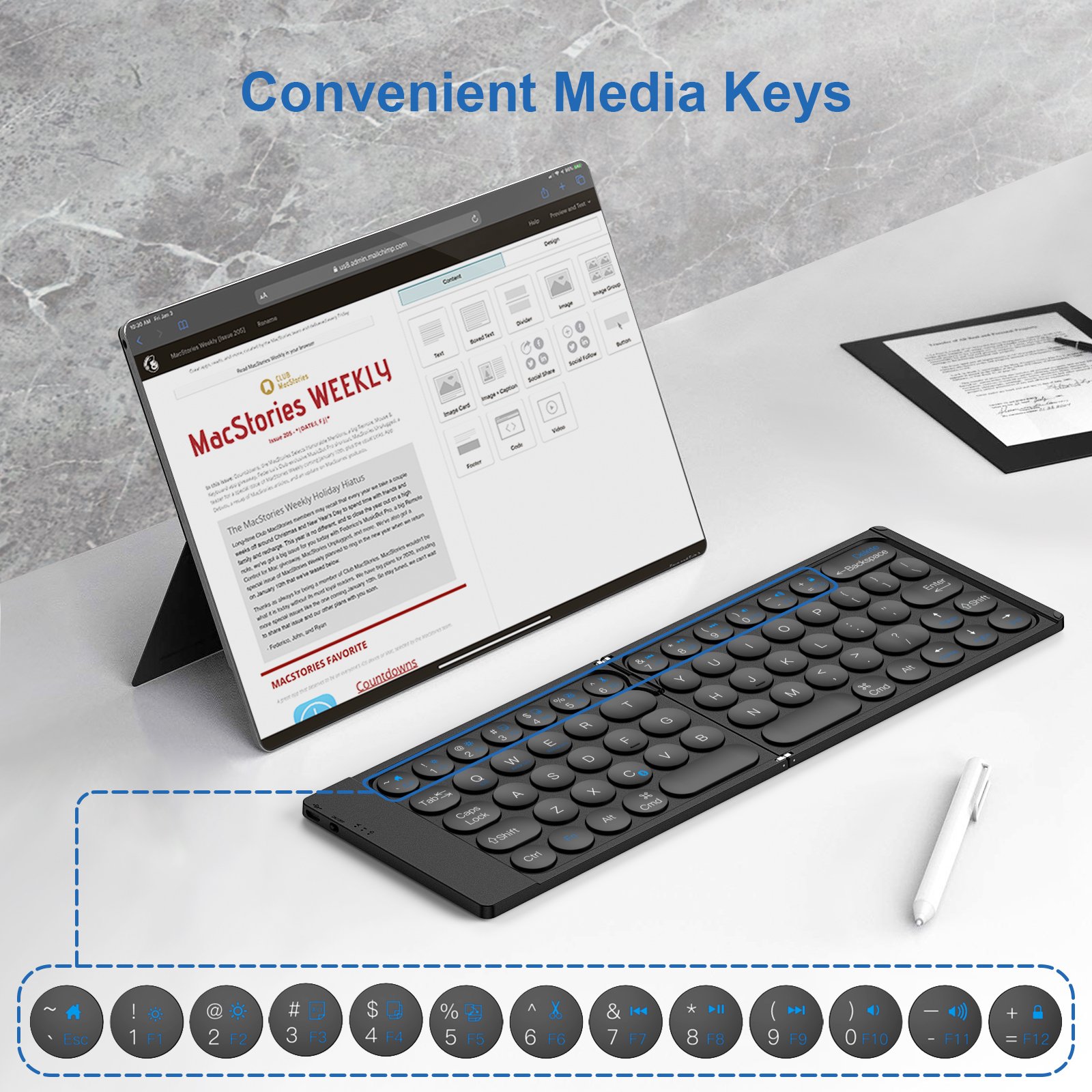 girl super cute tiny rugged round keypad foldable wireless full size mini keyboard bluetooth pocket keyboard for mobile phone