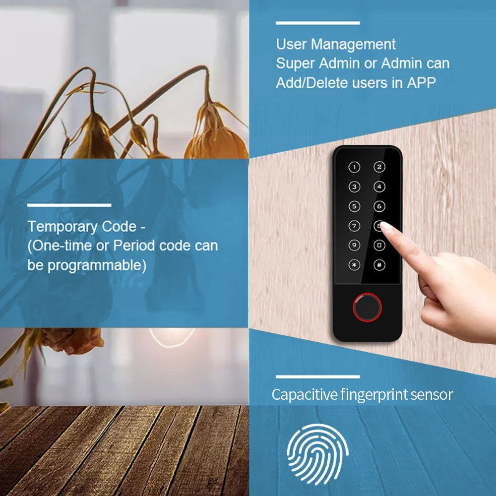Door Access Control System Standalone Keypad Rfid Card Fingerprint Mobile Phone Access Controller Wifi Tuya Waterproof Black