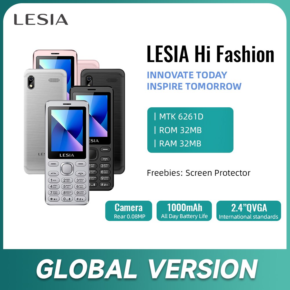 Lesia 2.4 inch dual sim slim very slim feature phone plated keypad metal body mobile phone 2G gsm cell phone