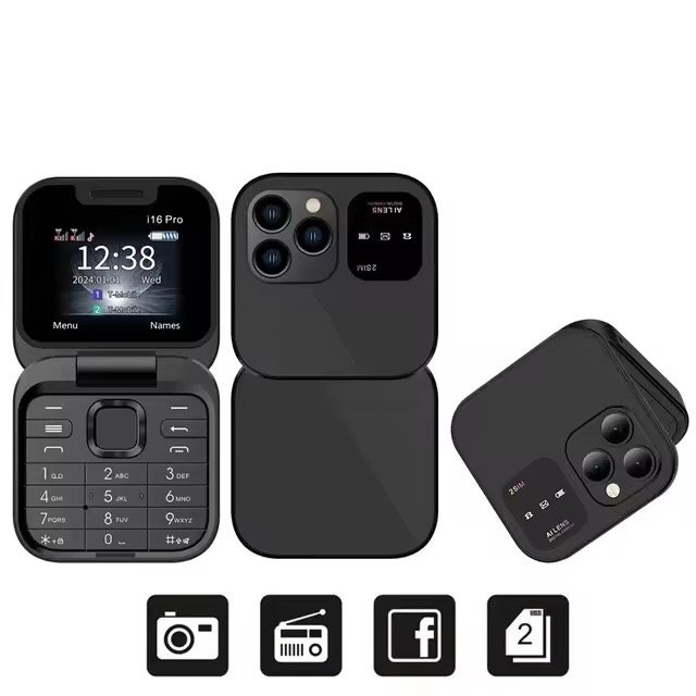 i16 Pro Hot Sale Dual Sim Card Standby portable 1000mAh Battery MP3 MP4 FM Radio Foldable FeatureJava Phone