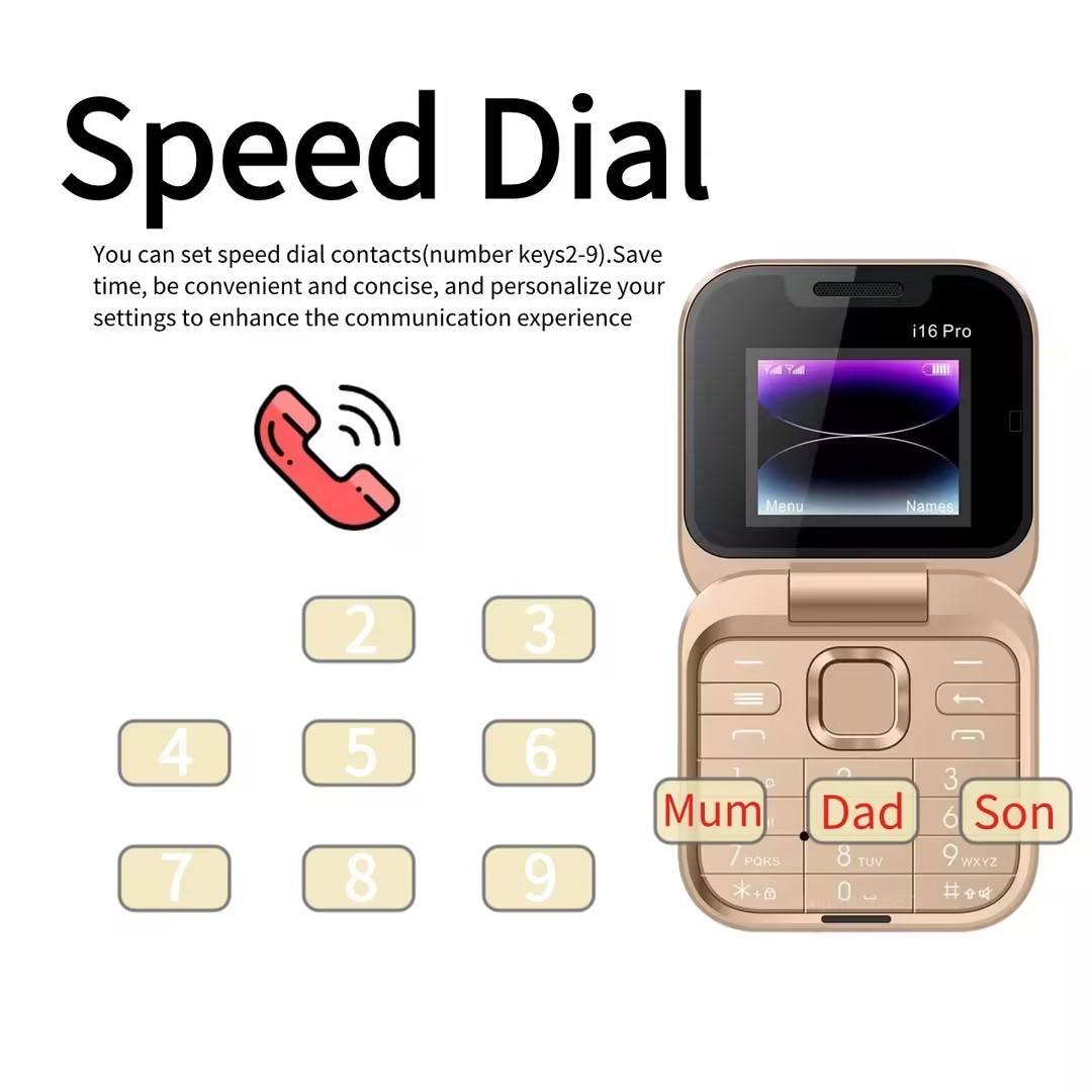 i16 Pro Hot Sale Dual Sim Card Standby portable 1000mAh Battery MP3 MP4 FM Radio Foldable FeatureJava Phone