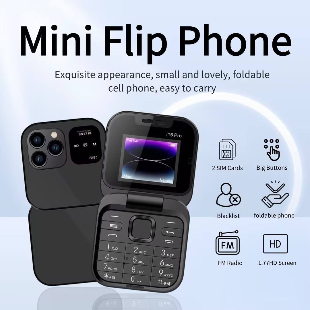 i16 Pro Hot Sale Dual Sim Card Standby portable 1000mAh Battery MP3 MP4 FM Radio Foldable FeatureJava Phone
