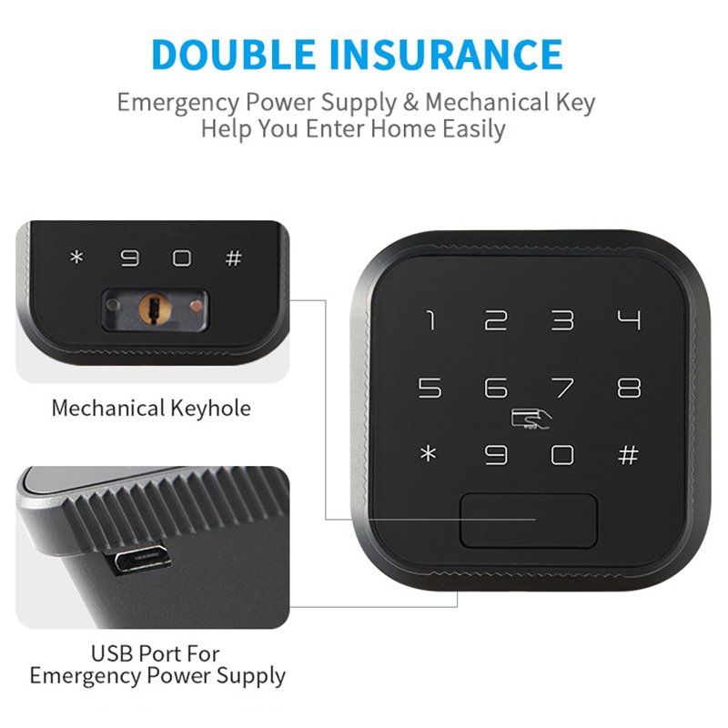 TUYA WIFI TT Bluetooth Square Keypad Fingerprint Digital Card Smart Door Knob Lock for Bedroom Apartment Wooden Door
