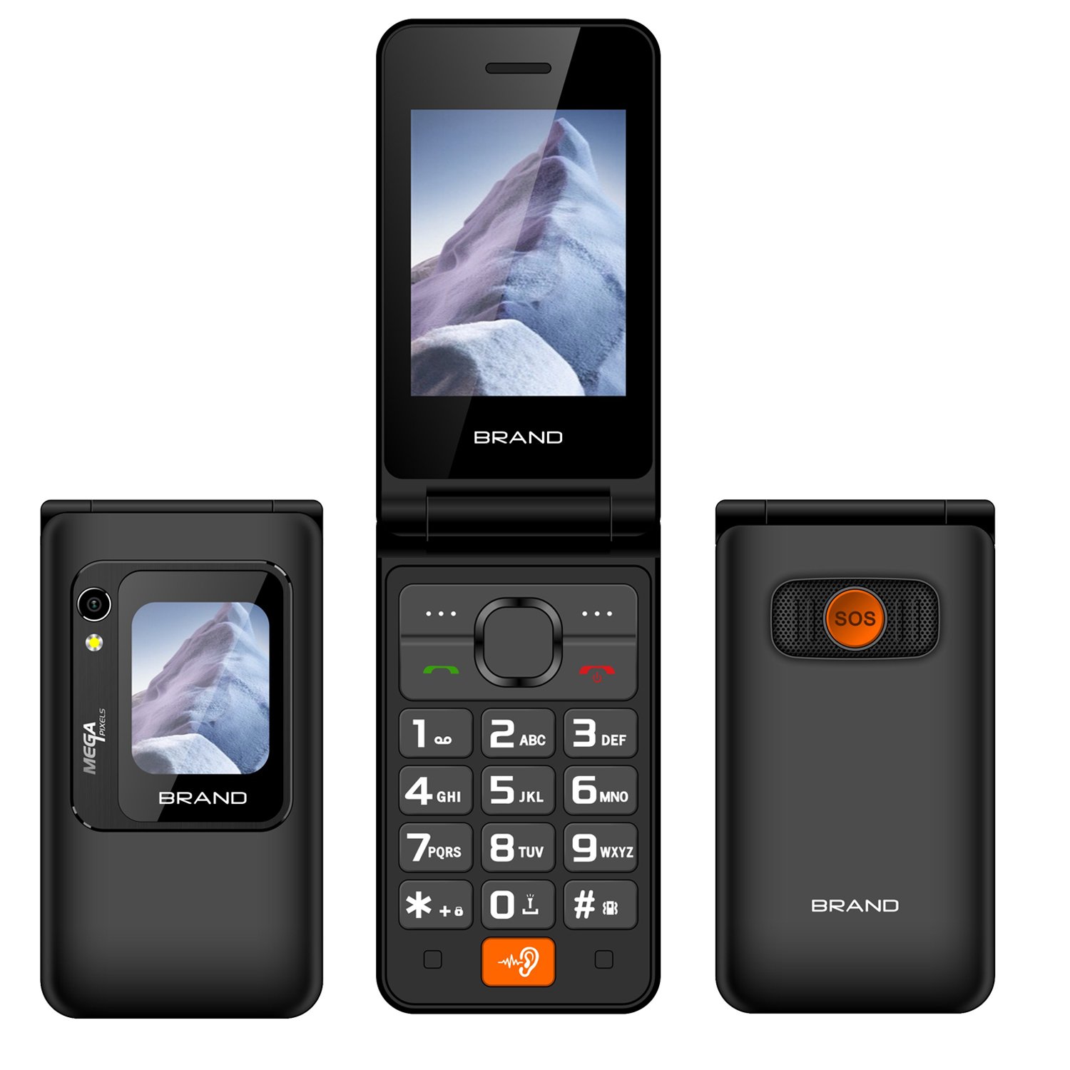 New flip 4g mobile phone supporting HAC function with double screen 2.8"+1.77" big display