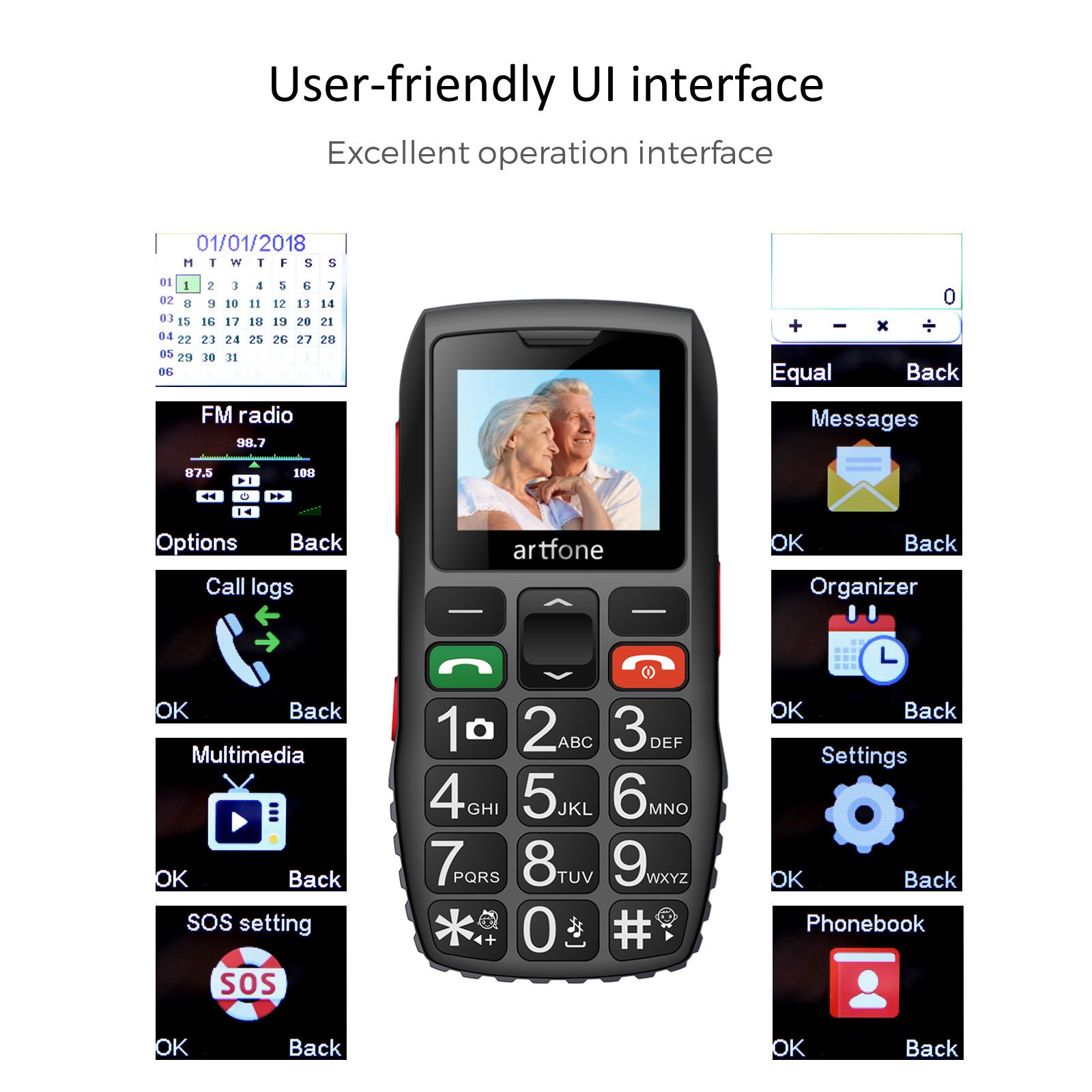 *artfone factory C1 bar phone 2g cellphones elderly big button phone for seniors phone feature