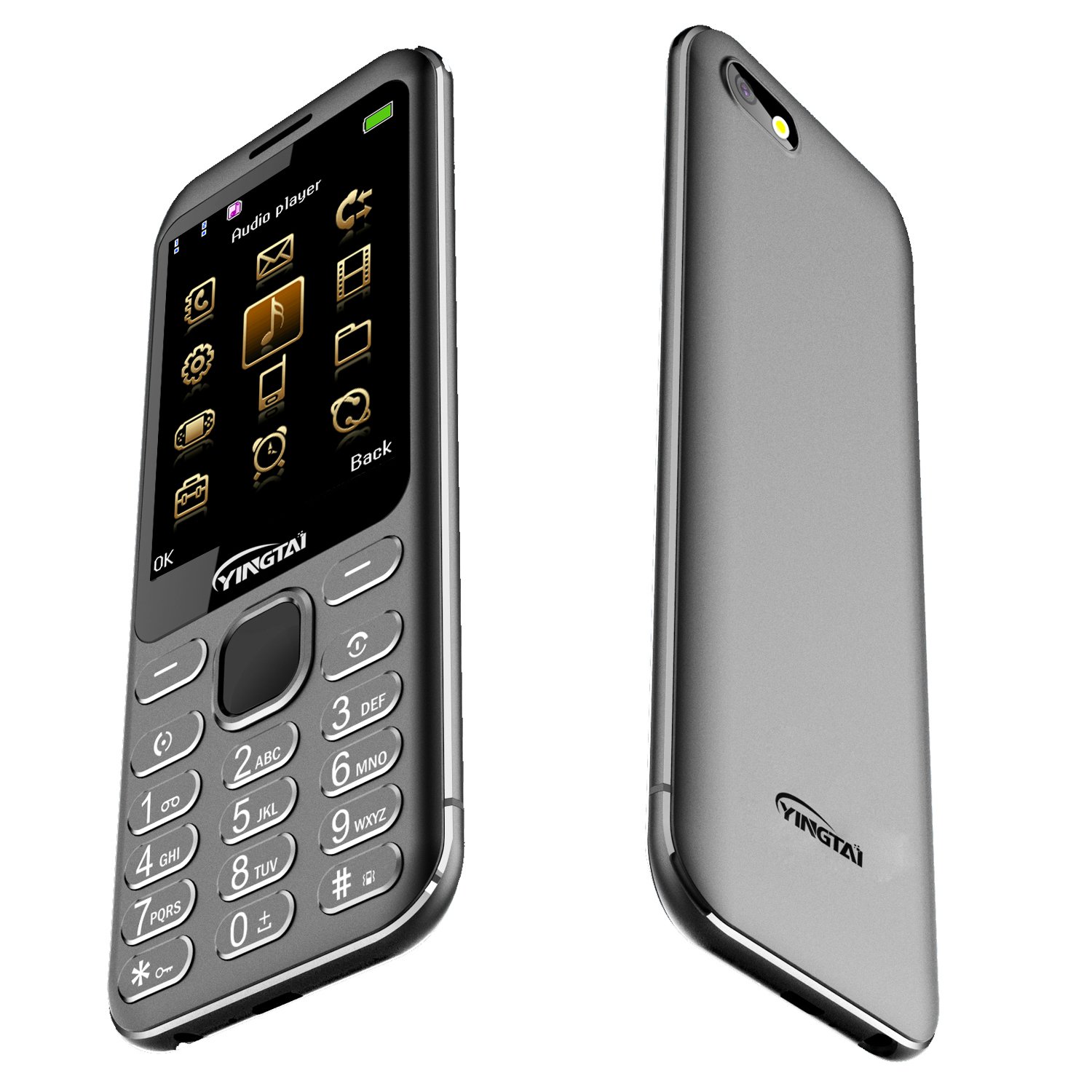 Slim feature bar phone 2.8inch screen 2G handy phone with plating keypad/metal middle frame Dual SIM mobile phone with FM