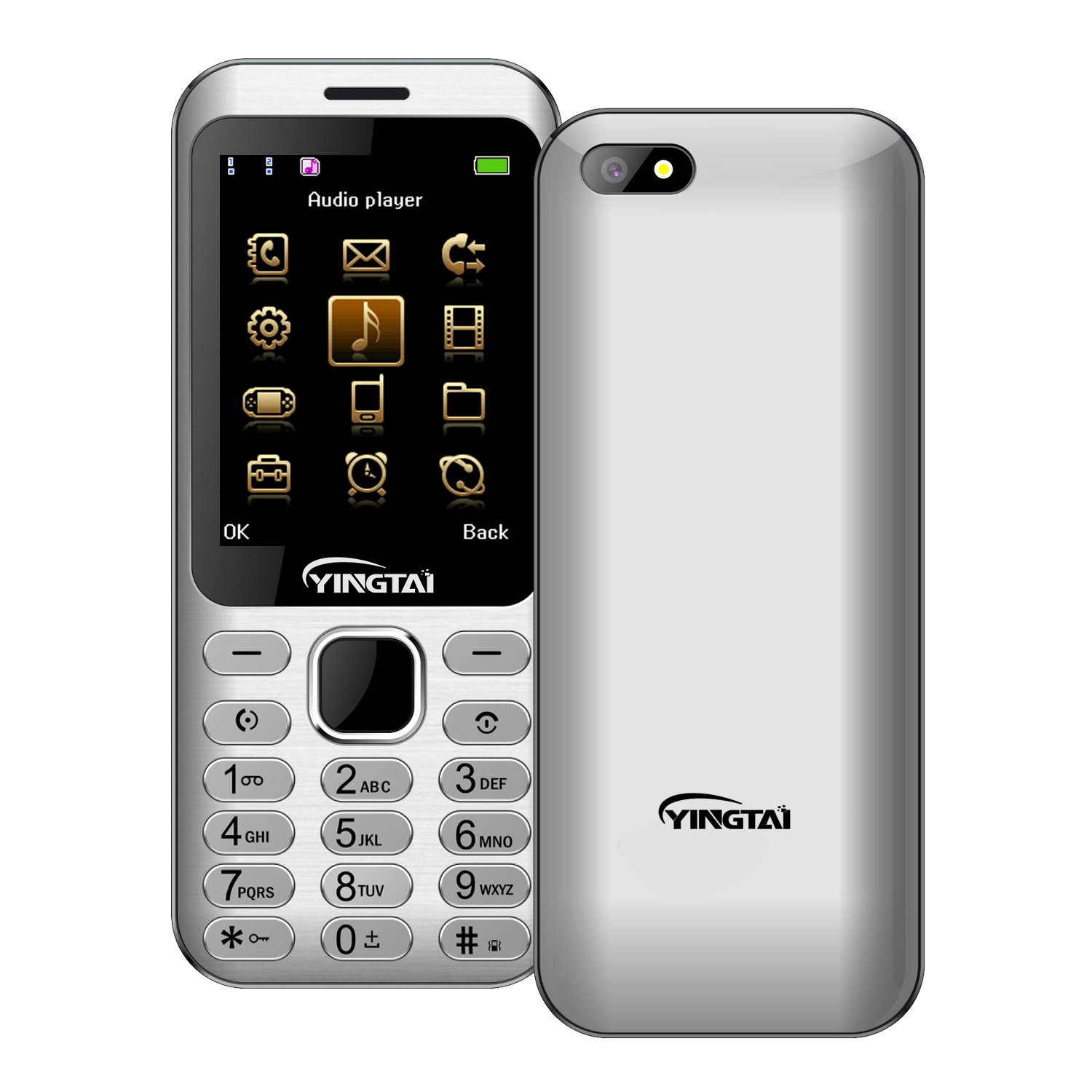 Slim feature bar phone 2.8inch screen 2G handy phone with plating keypad/metal middle frame Dual SIM mobile phone with FM