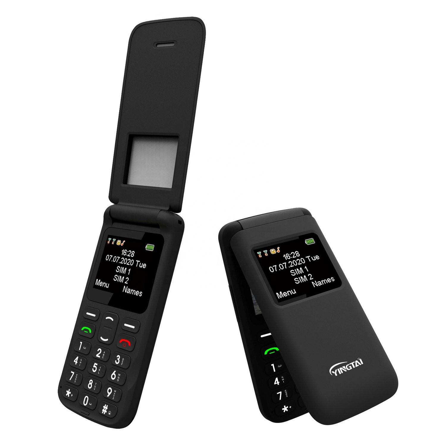 Fak-e flip phone with 1.77 inch screen SOS FM Quad band keypad mobile phone for old man dual sim unlocked cell phone
