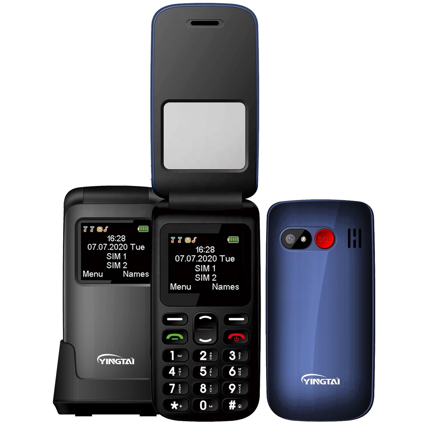 Fak-e flip phone with 1.77 inch screen SOS FM Quad band keypad mobile phone for old man dual sim unlocked cell phone