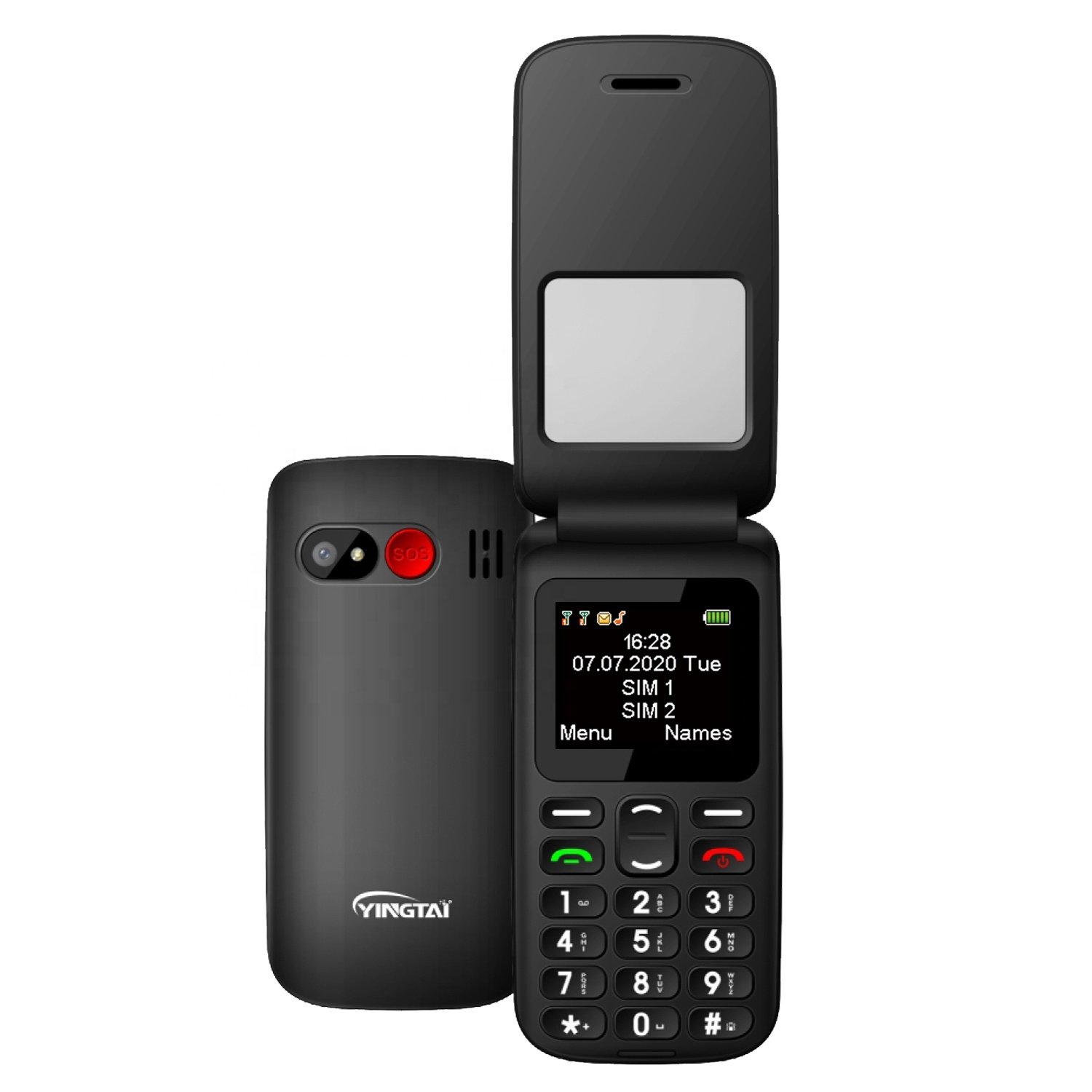 Fak-e flip phone with 1.77 inch screen SOS FM Quad band keypad mobile phone for old man dual sim unlocked cell phone