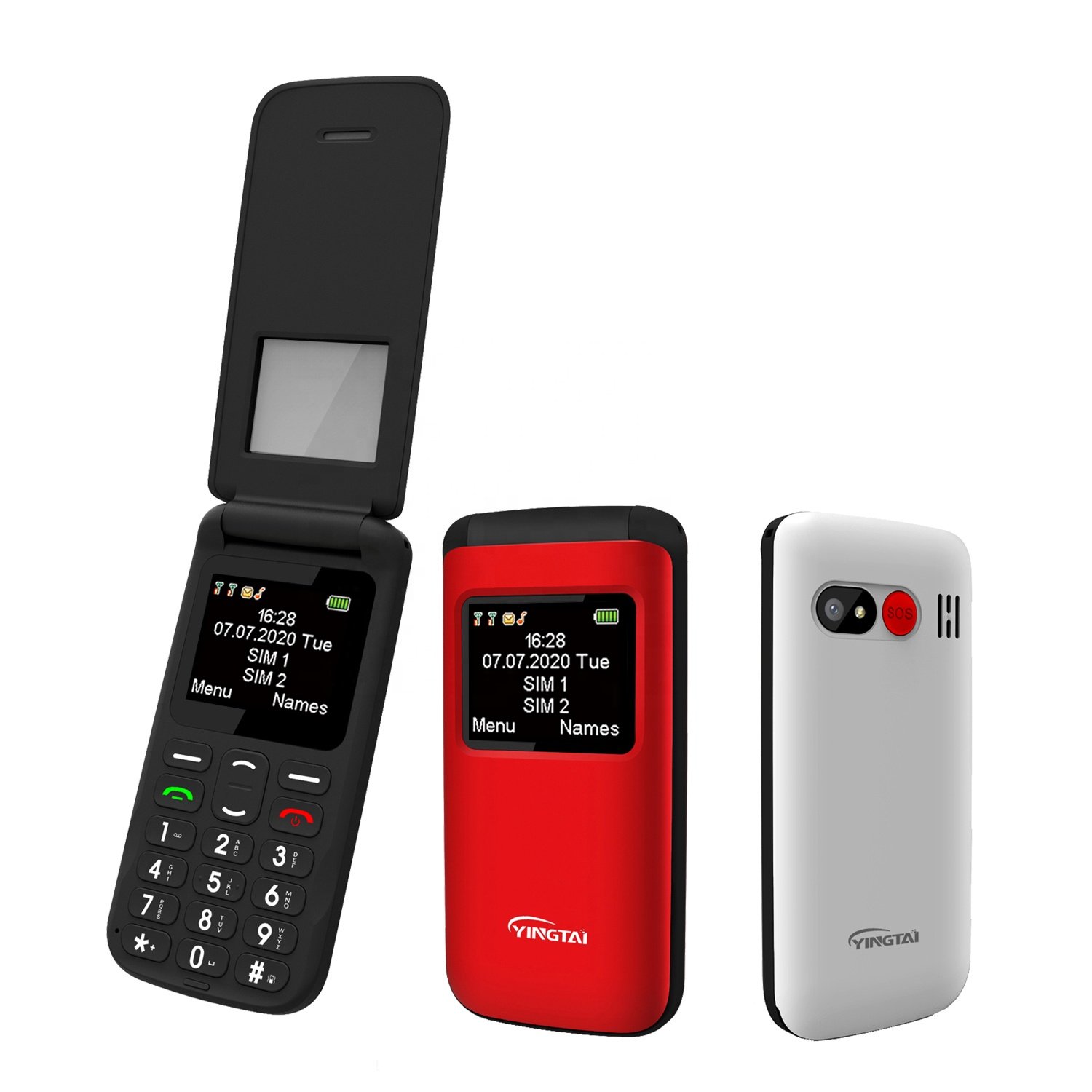 Fak-e flip phone with 1.77 inch screen SOS FM Quad band keypad mobile phone for old man dual sim unlocked cell phone